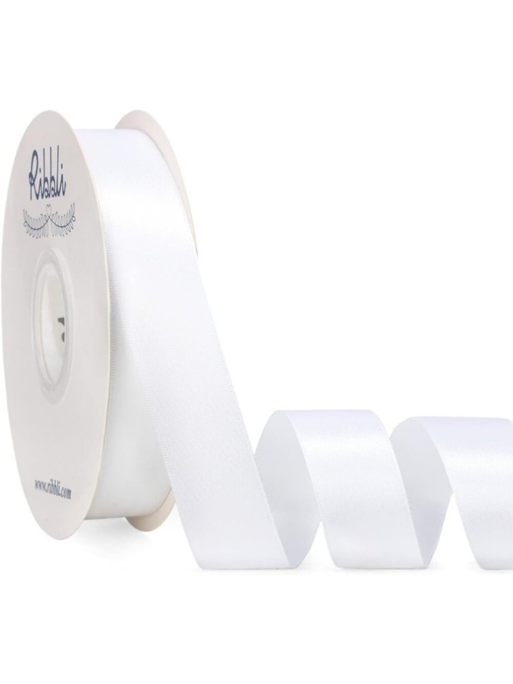 White Satin Ribbon 1" x 50 Yards - Double Faced for Gift Wrapping, Crafts